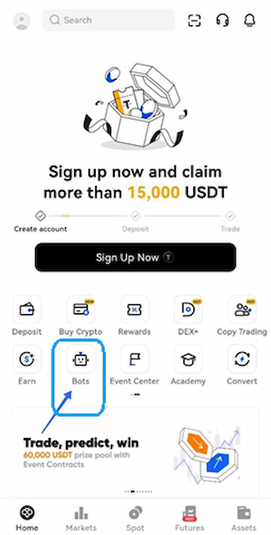 ورود به گرید تریدینگ صرافی Toobit نسخه موبایل